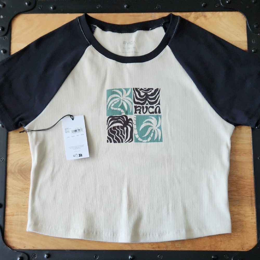RVCA Black and Cream Graphic Tee